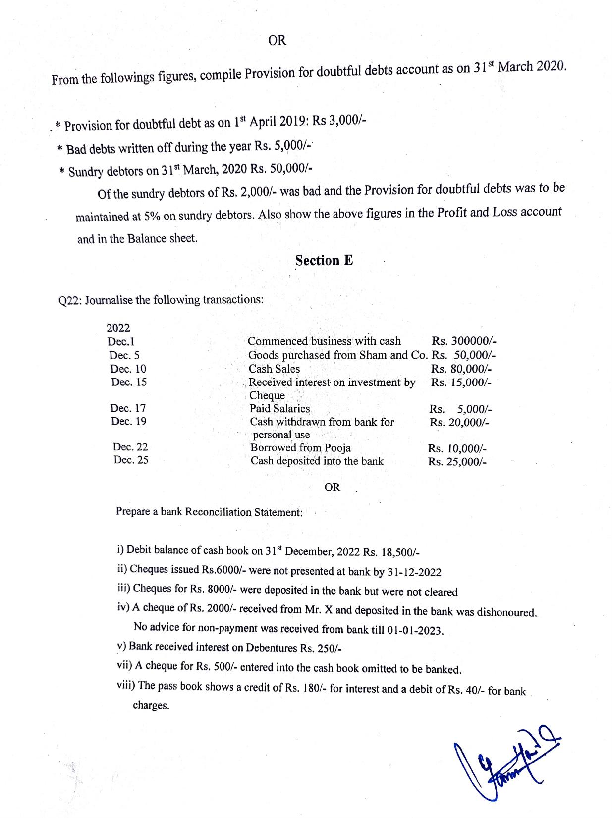 JKBOSE Class 11 Accountancy Model Question Paper - Page 6