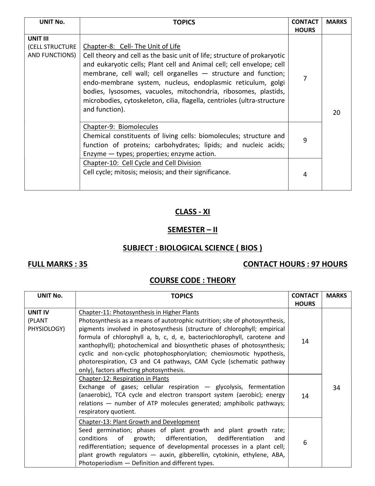 WBCHSE Class 11 & 12 Syllabus for Biological Science (BIOS) (SET I) - Page 2
