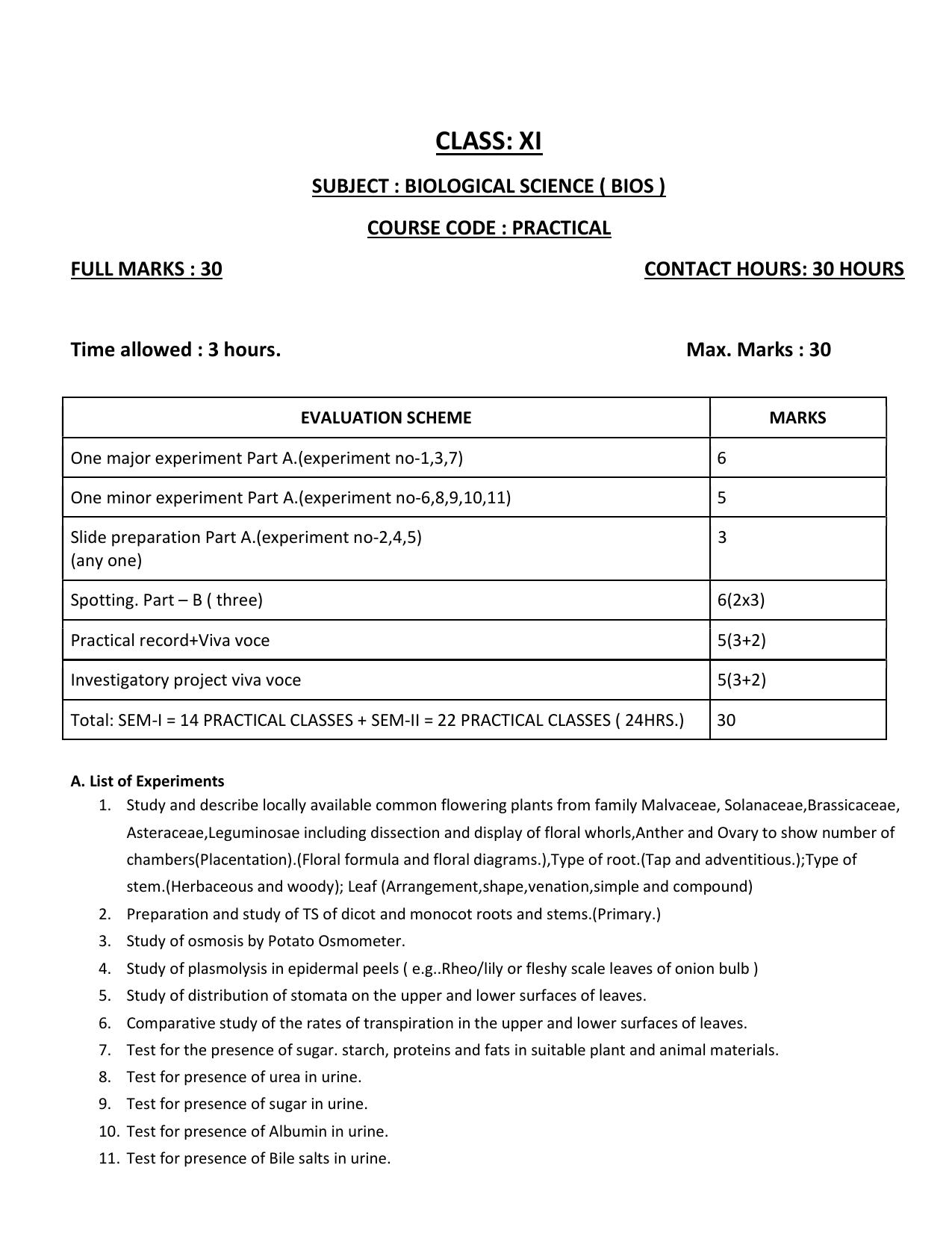 WBCHSE Class 11 & 12 Syllabus for Biological Science (BIOS) (SET I) - Page 4
