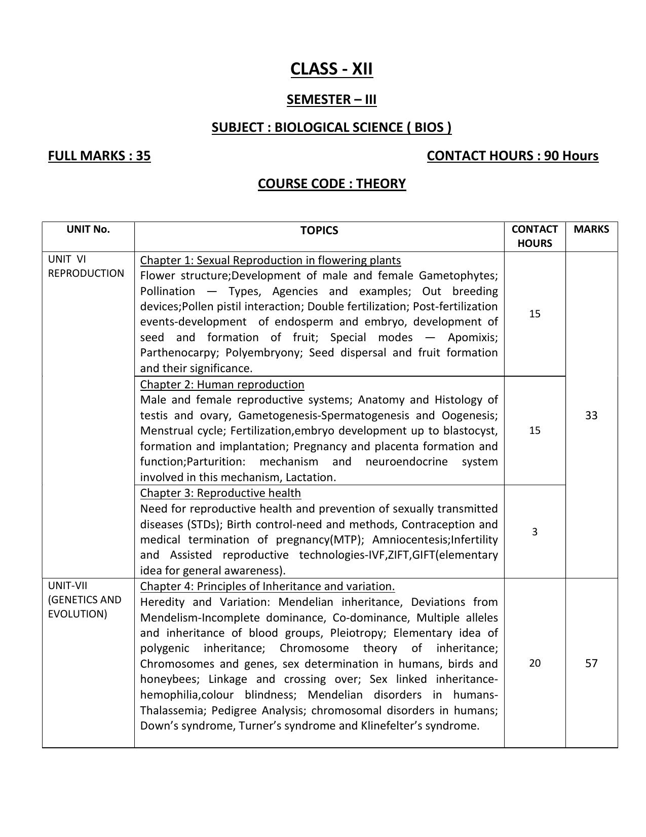 WBCHSE Class 11 & 12 Syllabus for Biological Science (BIOS) (SET I) - Page 6