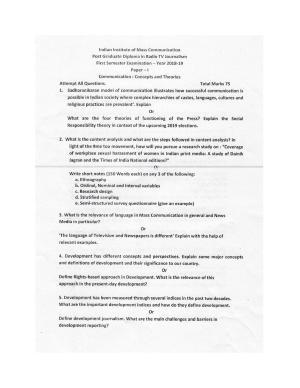 IIMC Radio-TV Journalism(PG Diploma) 2019 Previous Year  Question Paper