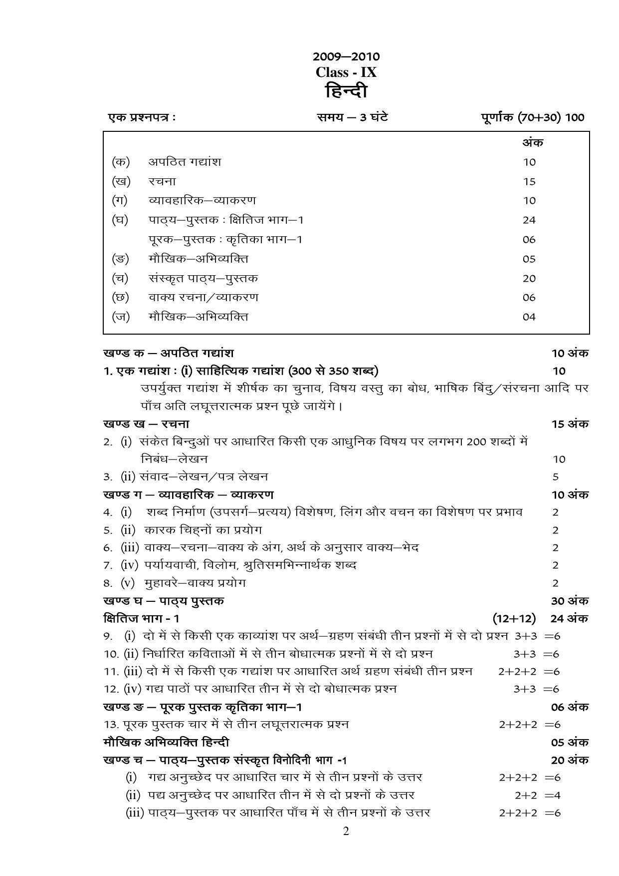 UBSE Class 9 Syllabus - Page 2