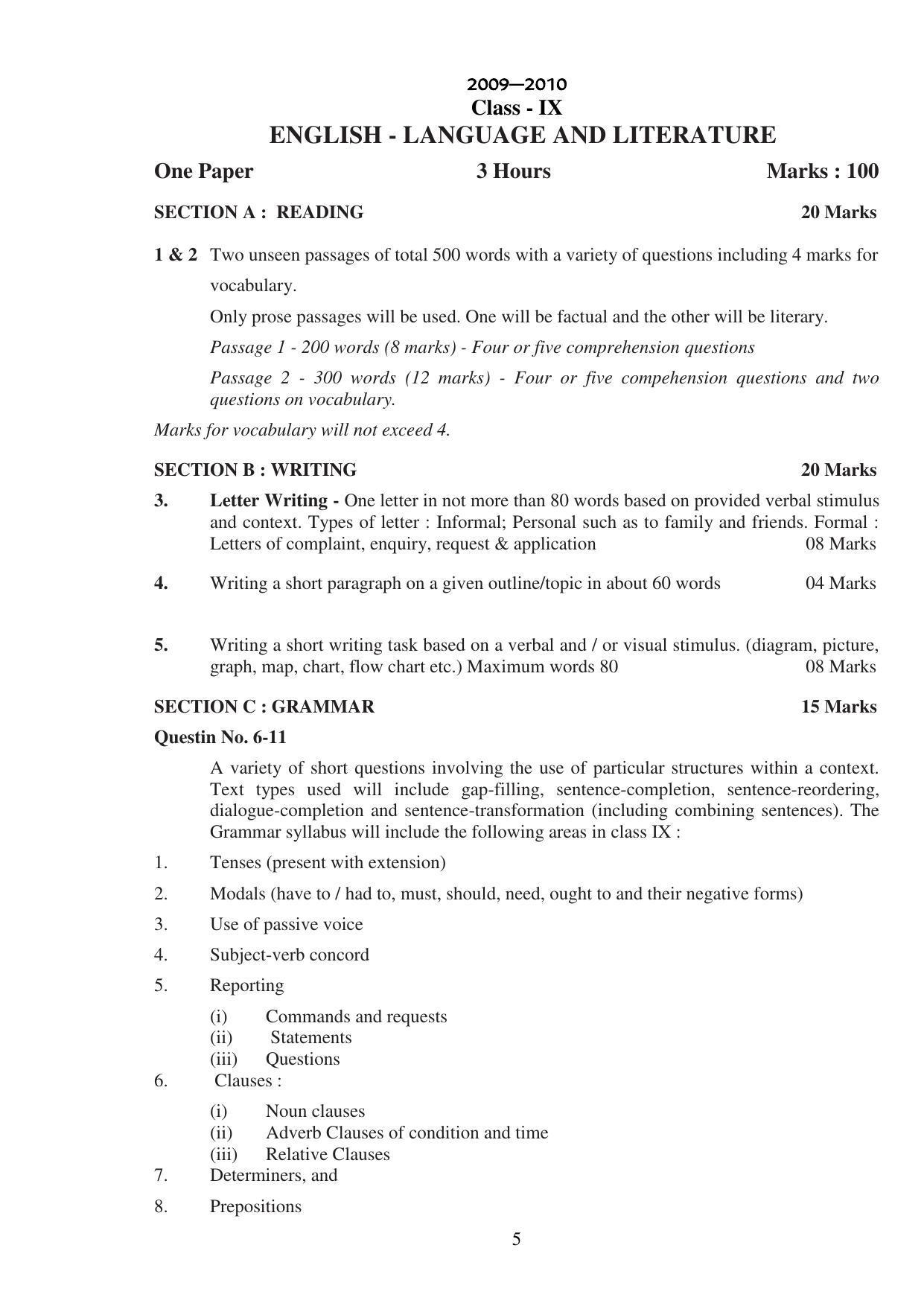 UBSE Class 9 Syllabus - Page 5