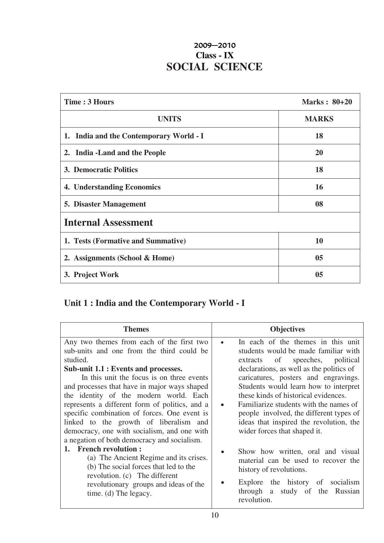 UBSE Class 9 Syllabus - Page 10