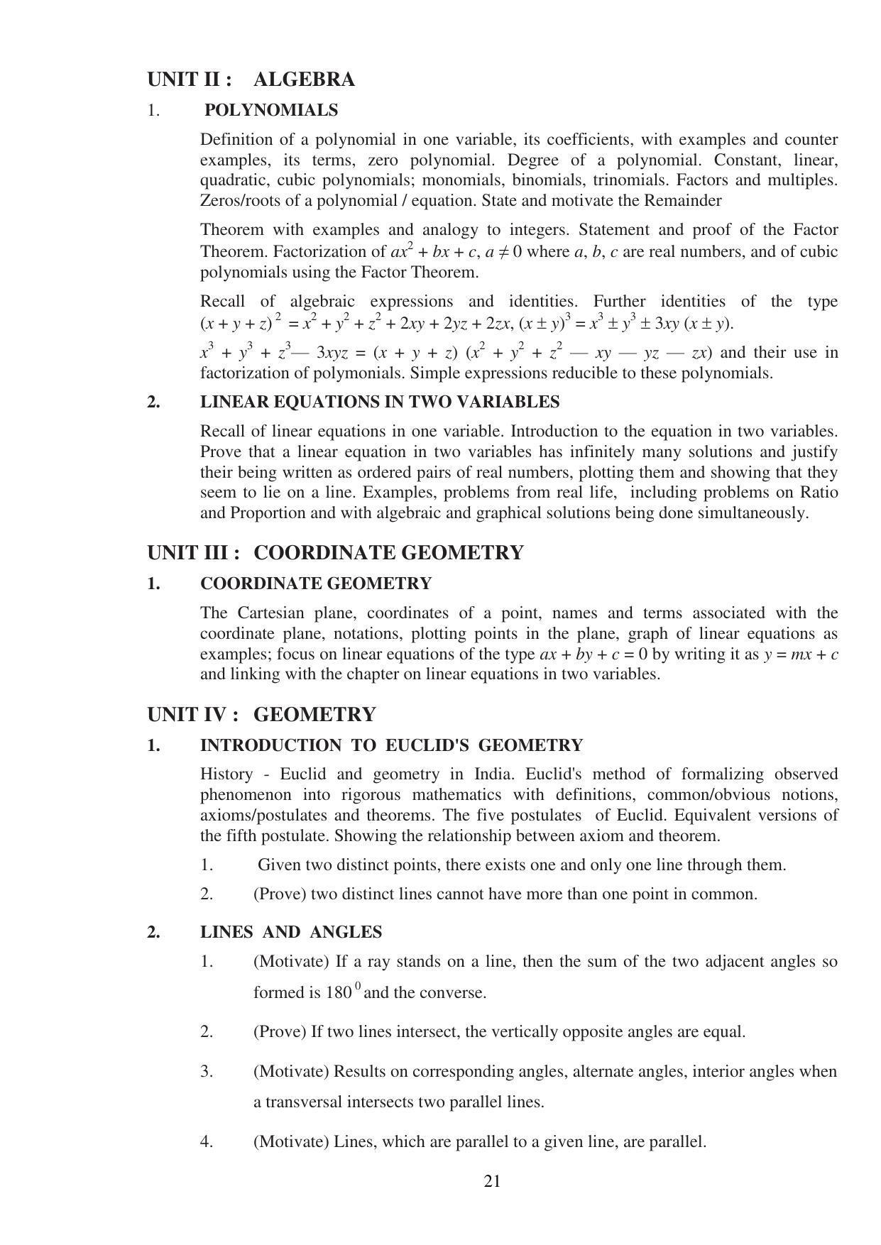 UBSE Class 9 Syllabus - Page 21