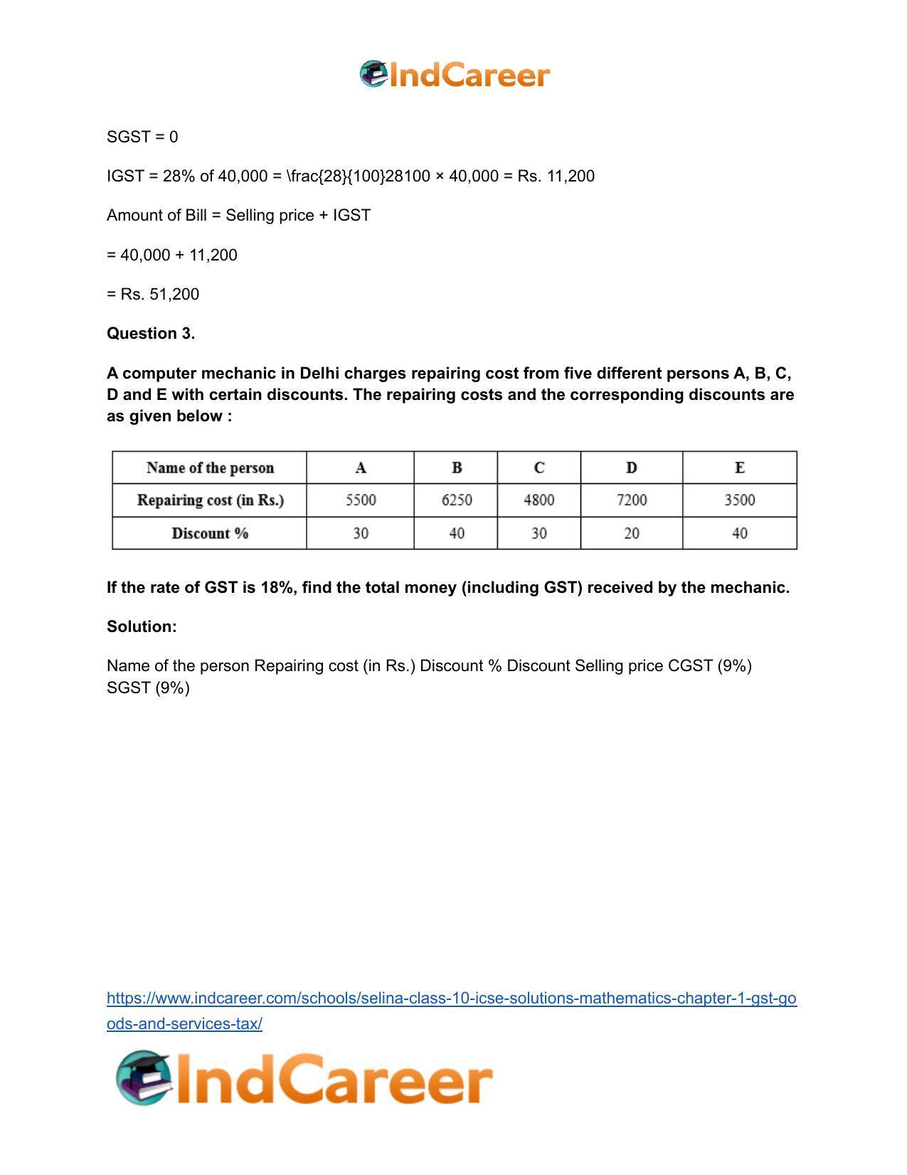 Selina Class 10 ICSE Solutions Mathematics : Chapter 1 - GST (Goods and Services Tax) - Page 4