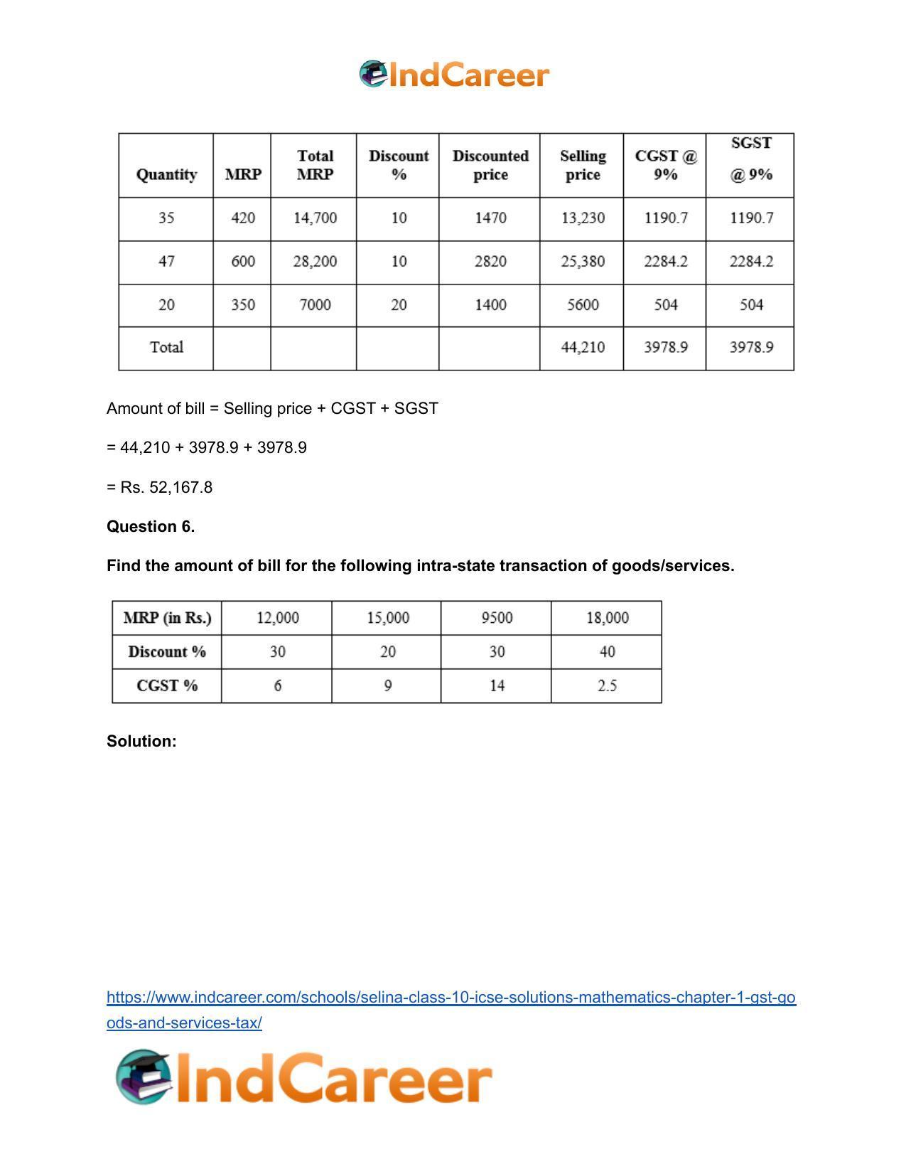 Selina Class 10 ICSE Solutions Mathematics : Chapter 1 - GST (Goods and Services Tax) - Page 7