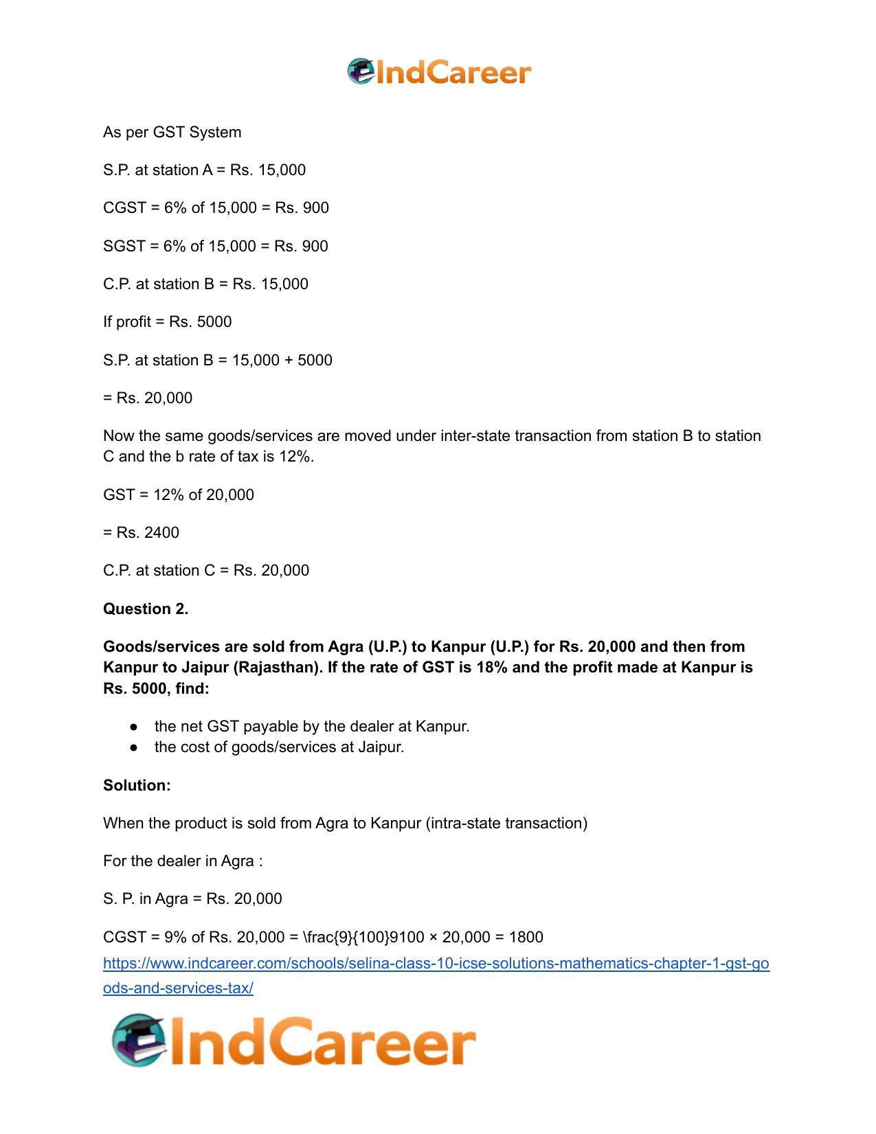 Selina Class 10 ICSE Solutions Mathematics : Chapter 1 - GST (Goods and Services Tax) - Page 16
