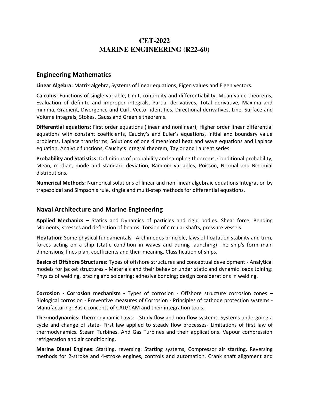 AP RCET Marine Engineerng Syllabus - Page 1