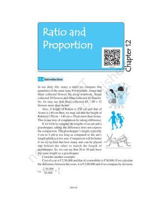 NCERT Book for Class 6 Maths: Chapter 12-Ratio and Proportion