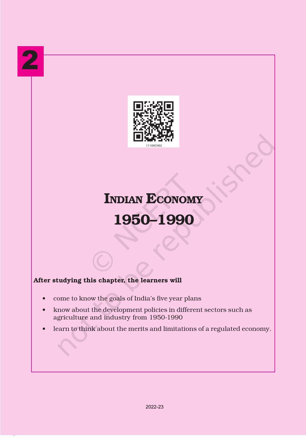 NCERT Book for Class 11 Economics (Indian Economics) Chapter 2 Indian Economy (1950-1990) - Page 1