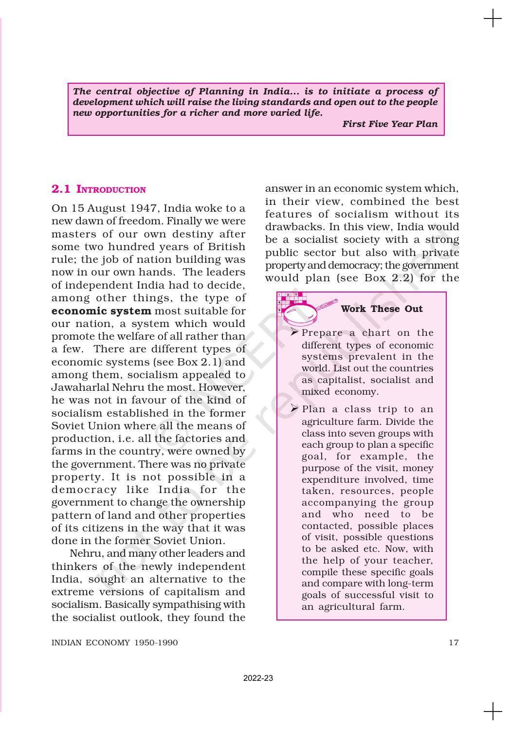 NCERT Book for Class 11 Economics (Indian Economics) Chapter 2 Indian Economy (1950-1990) - Page 2