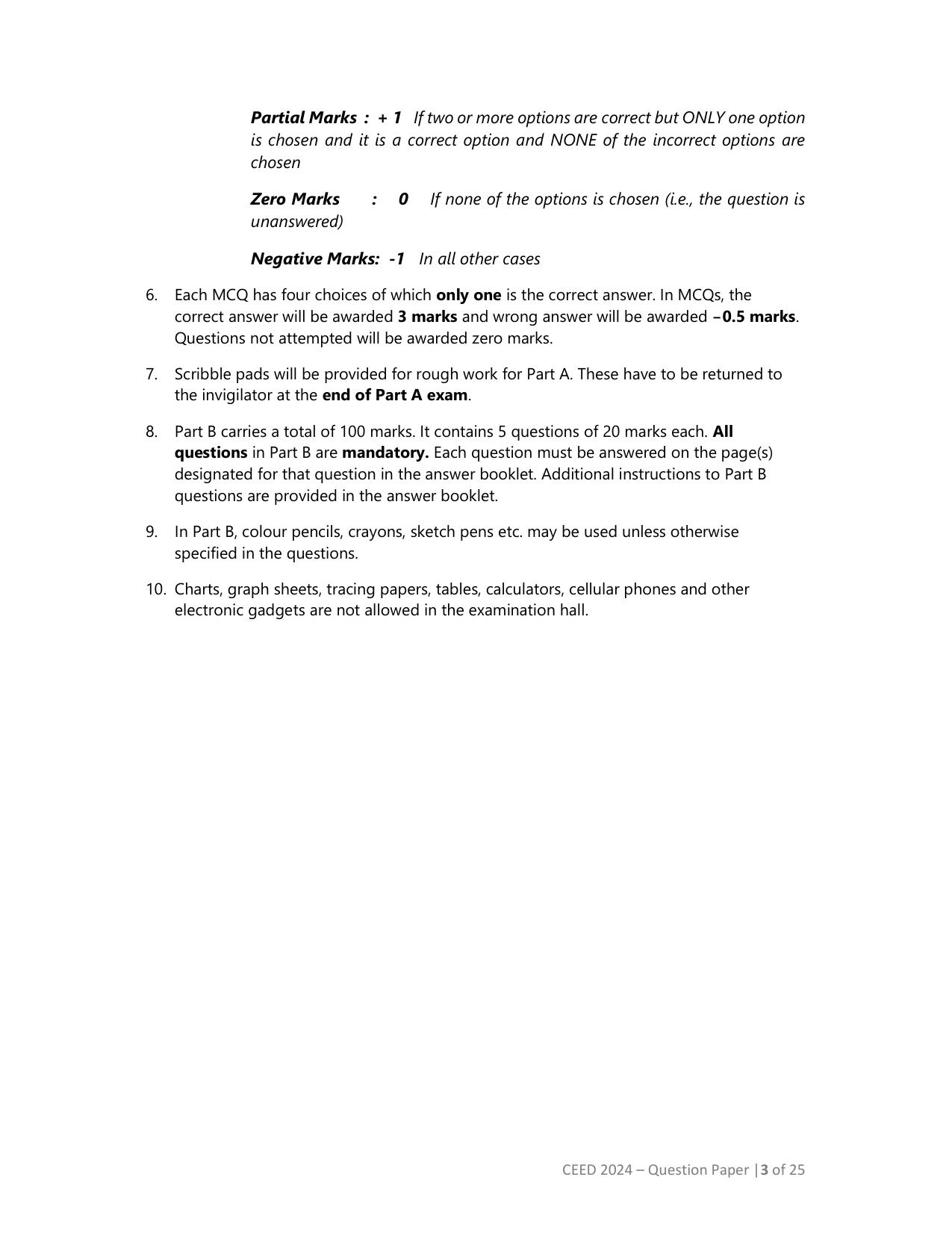 CEED 2024 Question Paper - Page 3
