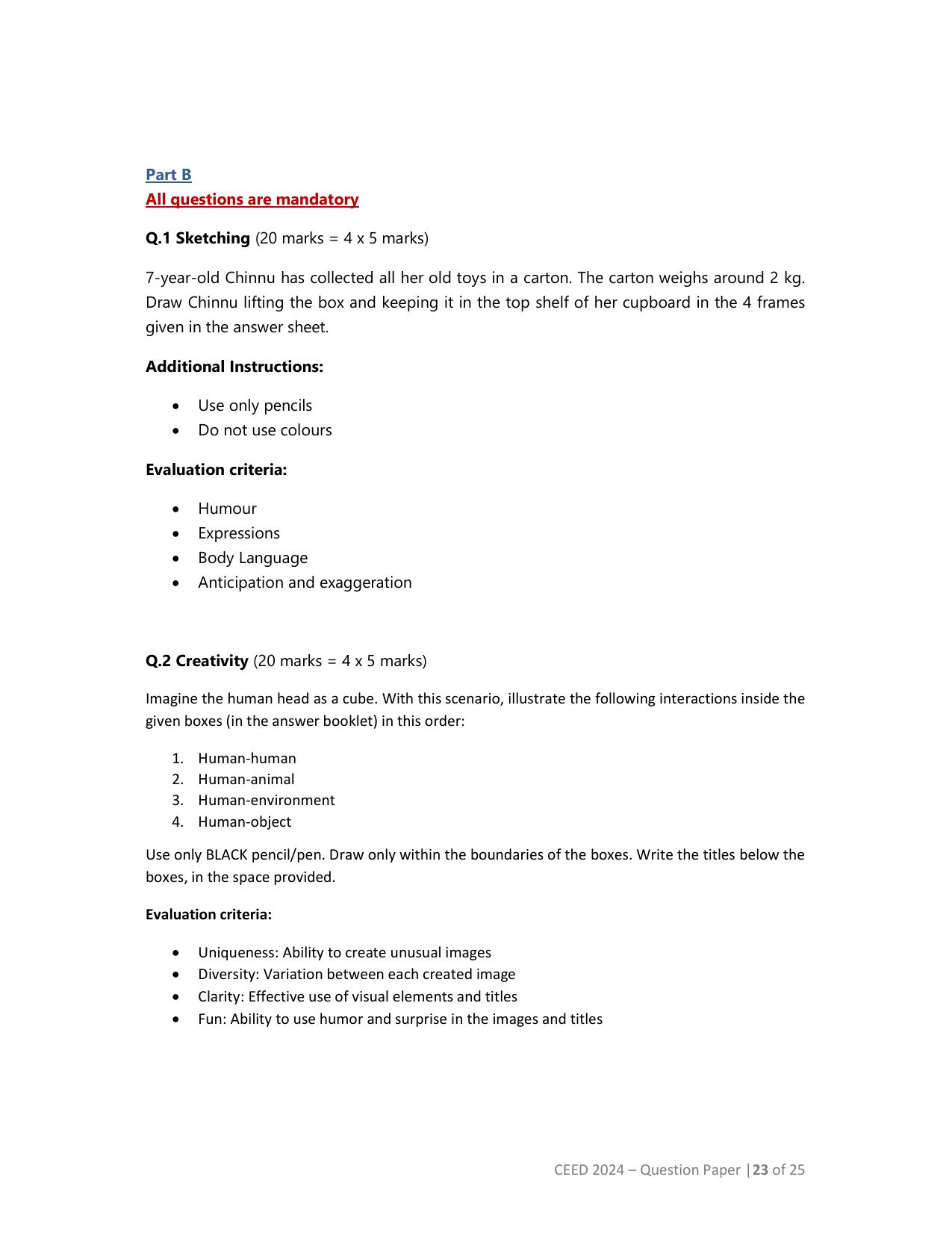 CEED 2024 Question Paper - Page 23