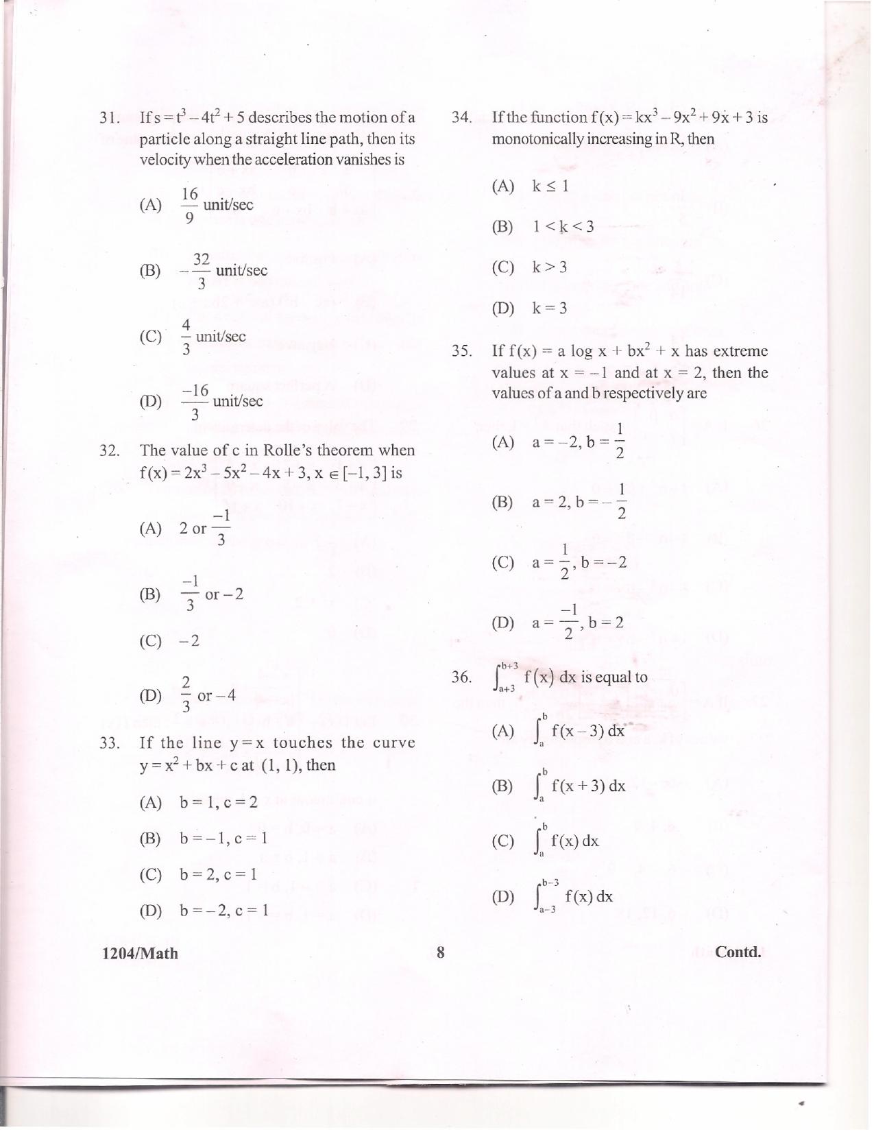 APJEE Mathematics 2012 Question Paper - Page 7