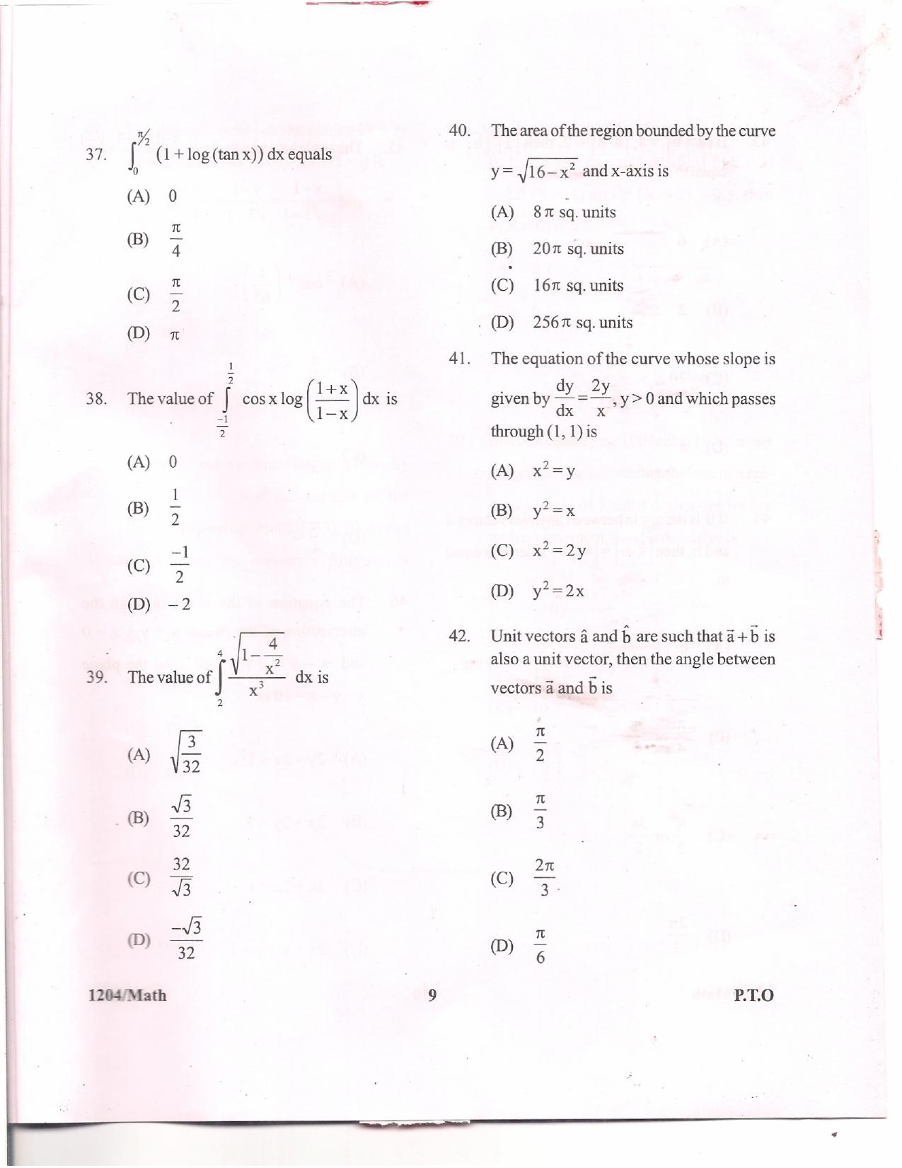 APJEE Mathematics 2012 Question Paper - Page 8
