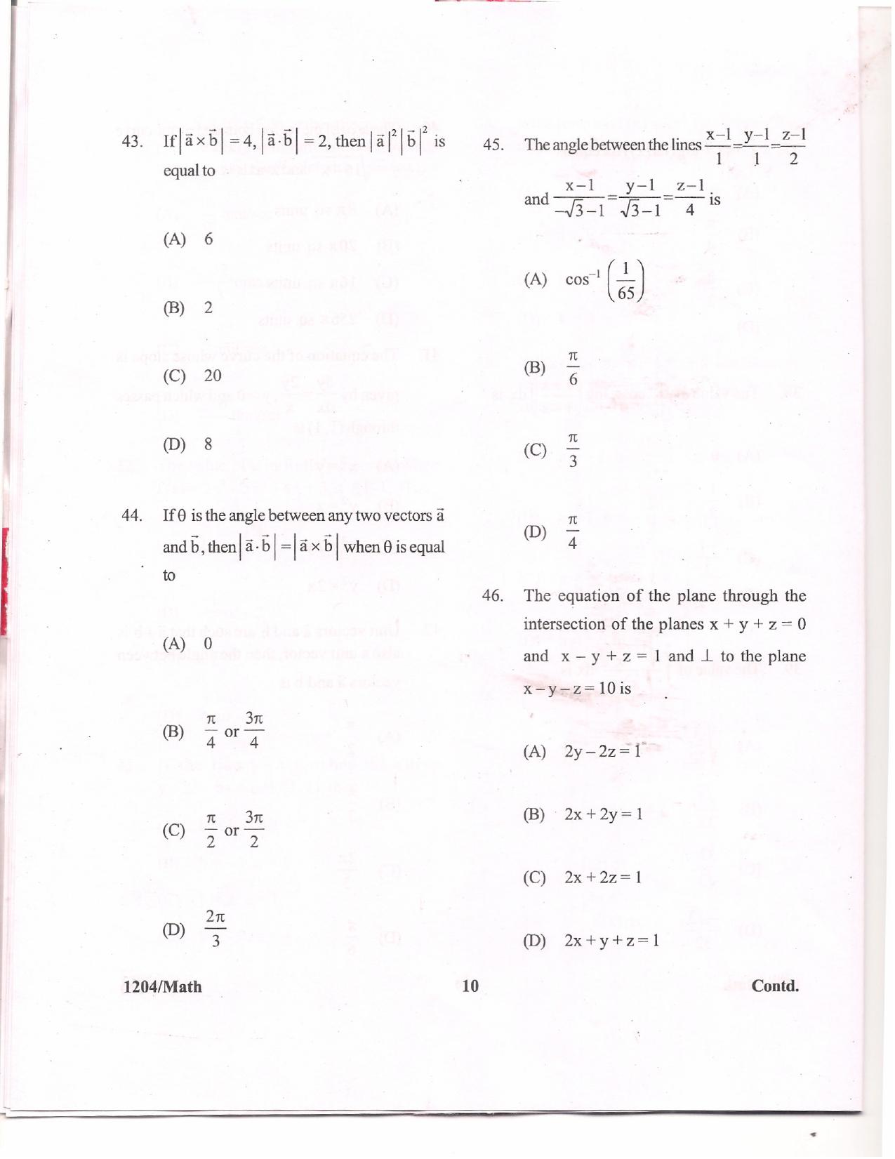 APJEE Mathematics 2012 Question Paper - Page 9