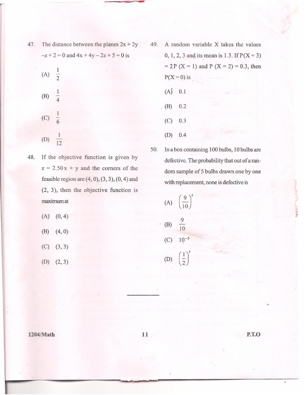 APJEE Mathematics 2012 Question Paper - Page 10