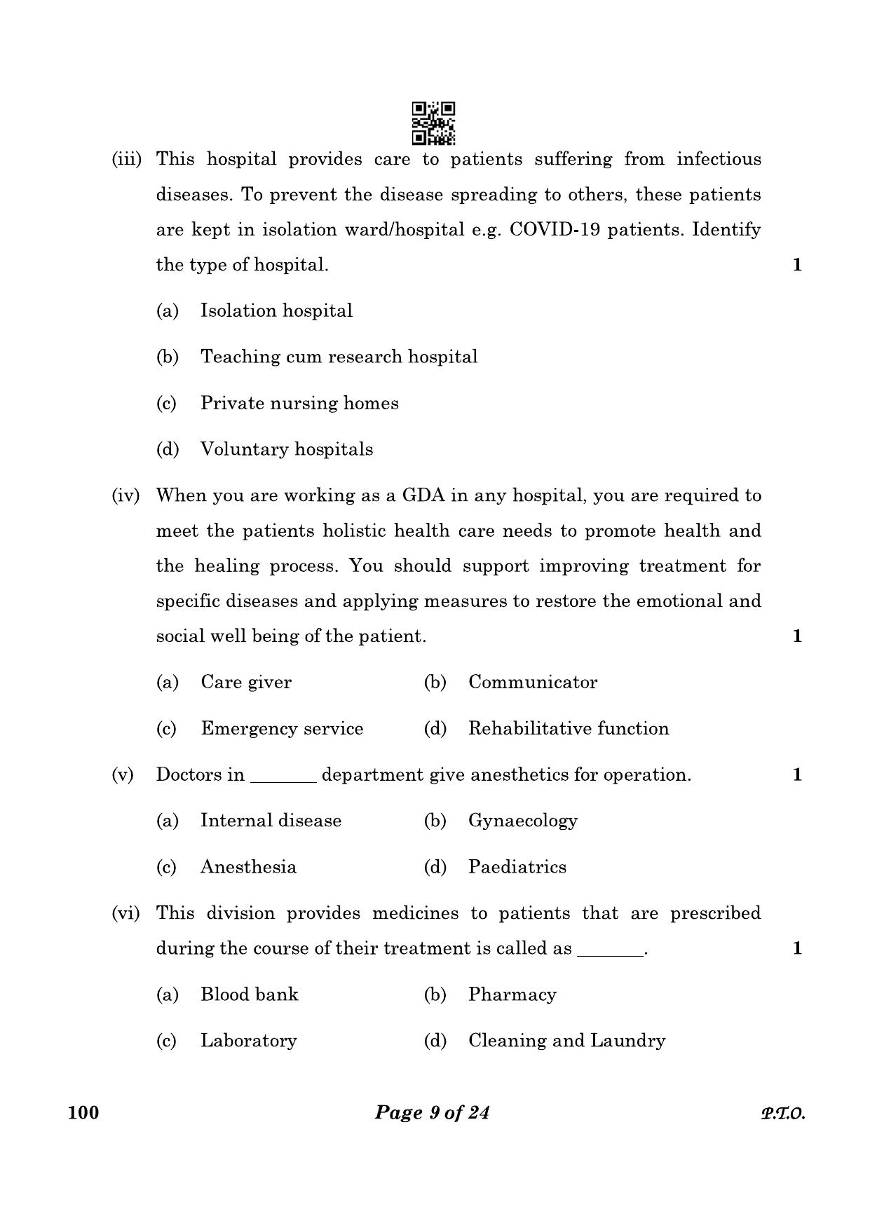CBSE Class 10 100 Health Care 2023 Question Paper - Page 9