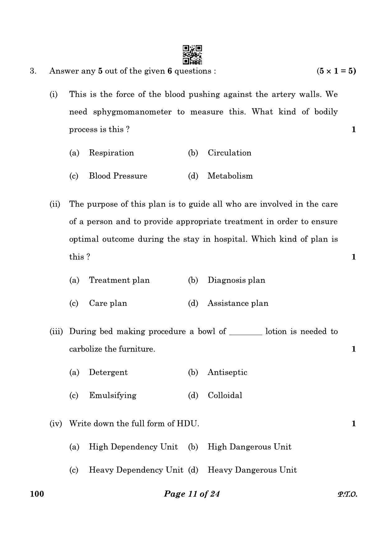 CBSE Class 10 100 Health Care 2023 Question Paper - Page 11