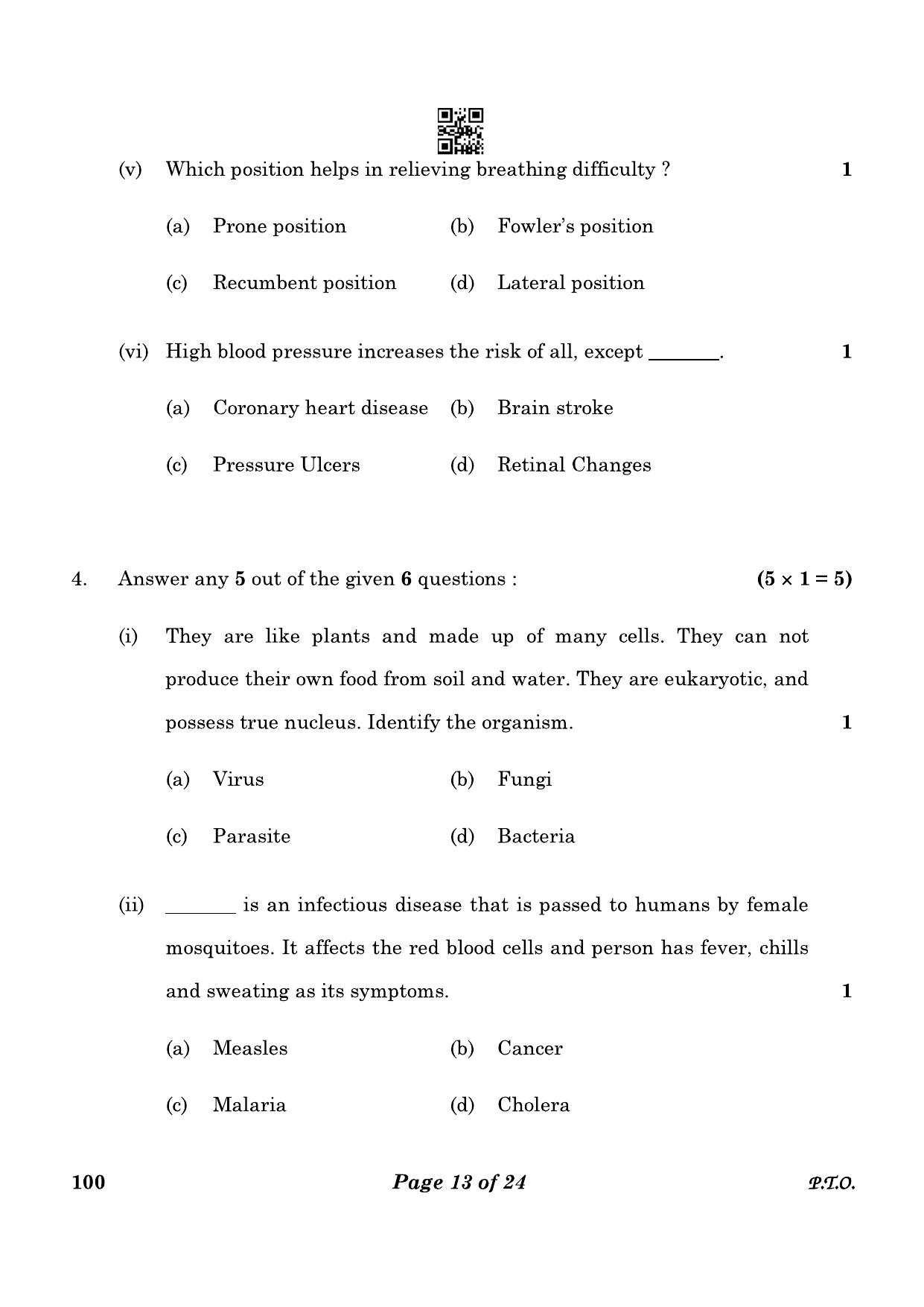 CBSE Class 10 100 Health Care 2023 Question Paper - Page 13