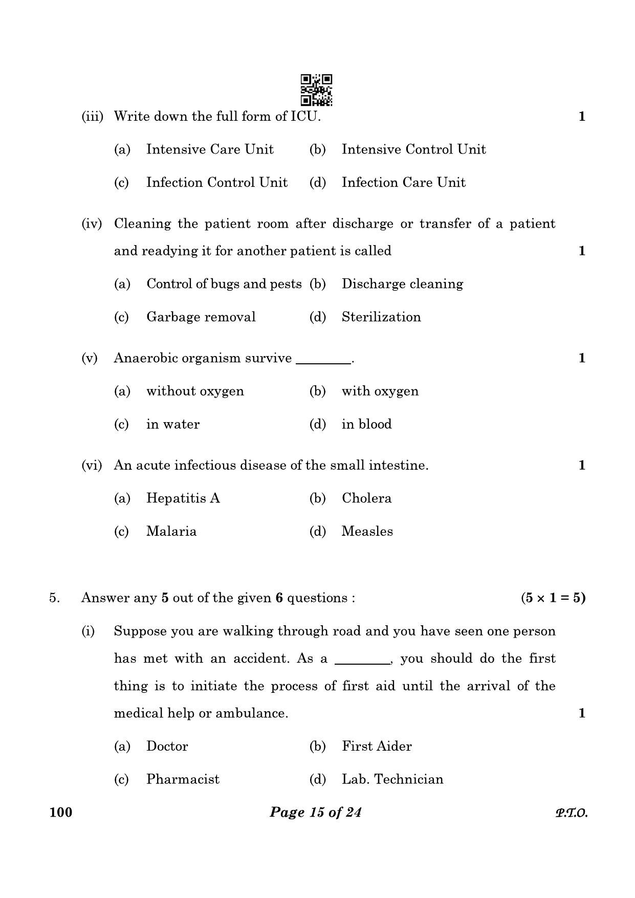 CBSE Class 10 100 Health Care 2023 Question Paper - Page 15