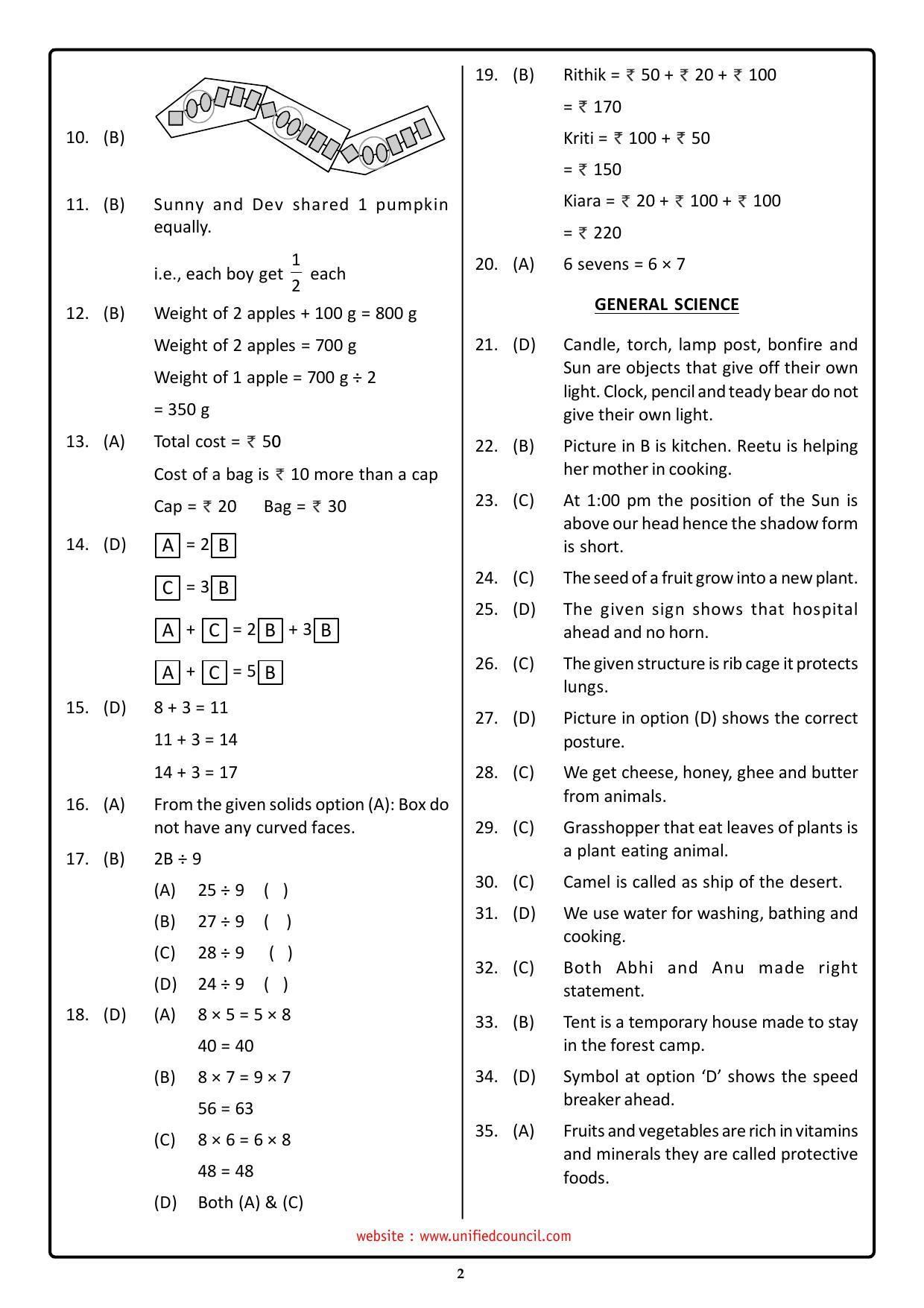 NSTSE 2023 Class 2 Answer Key (Paper Code 484) - Page 2