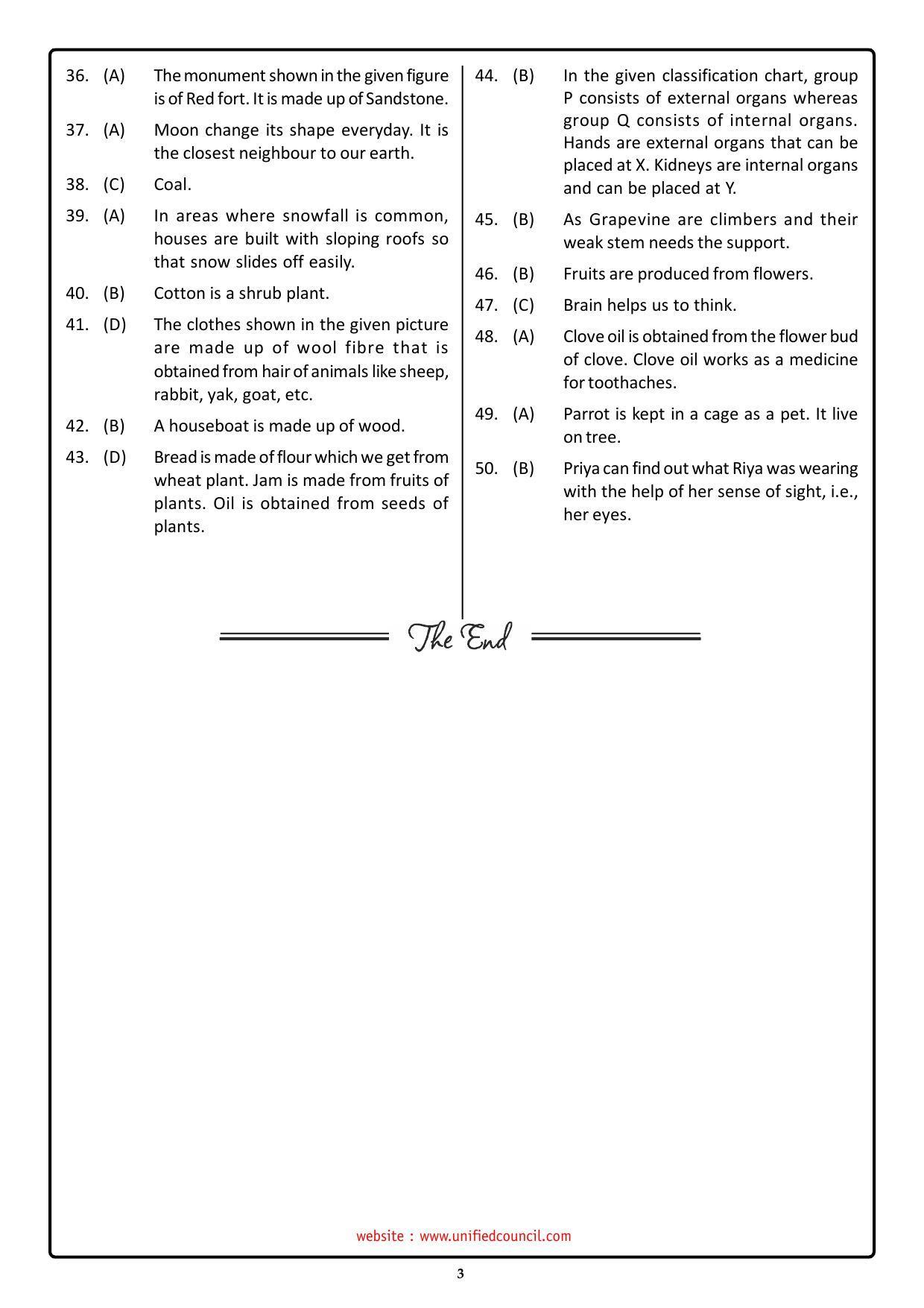 NSTSE 2023 Class 2 Answer Key (Paper Code 484) - Page 3