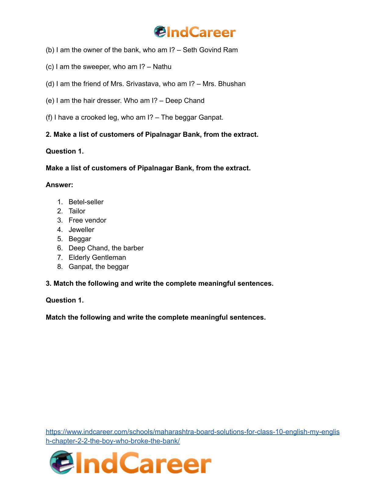 Maharashtra Board Solutions for Class 10- English (My English): Chapter 2.2- The Boy who Broke The Bank - Page 7