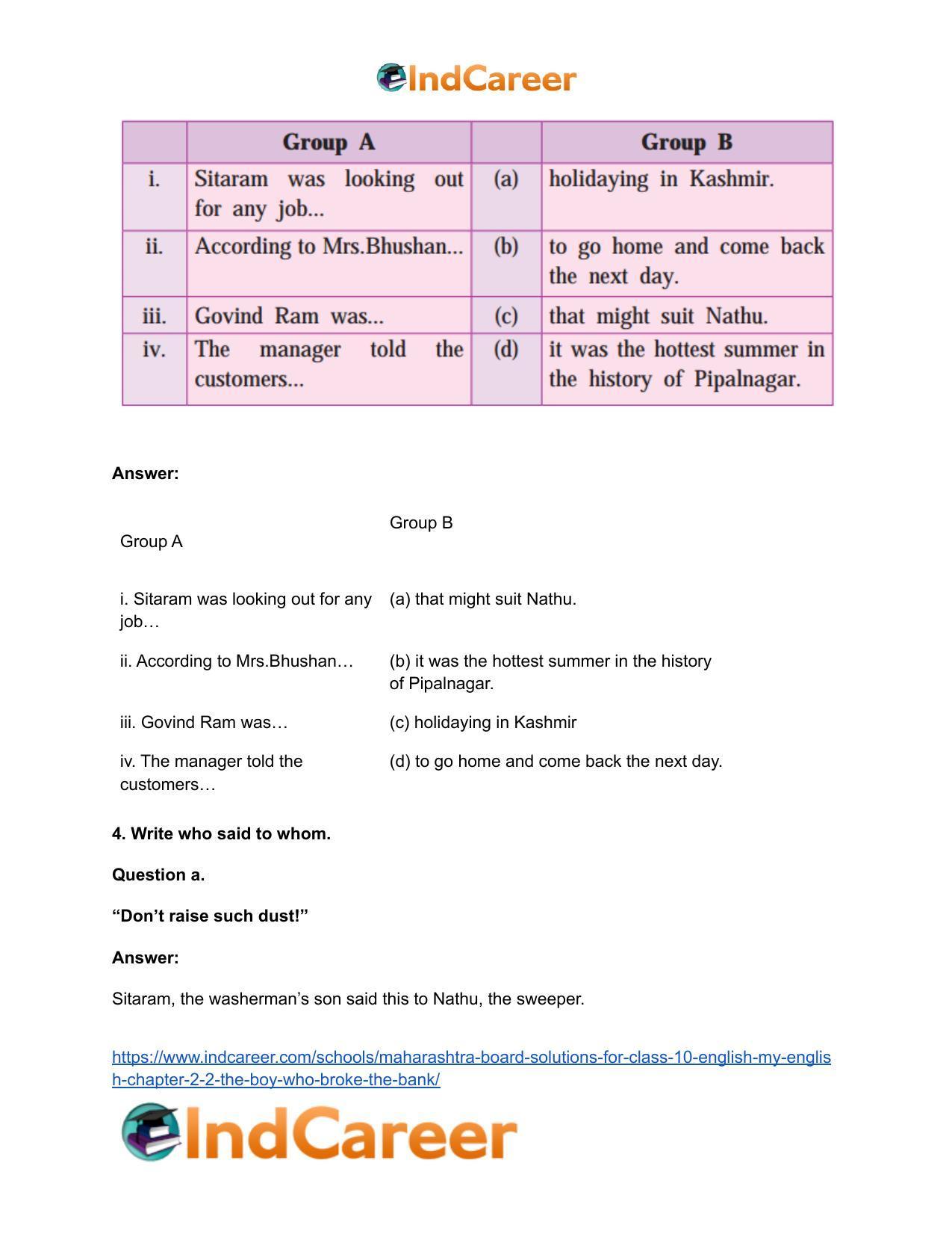 Maharashtra Board Solutions for Class 10- English (My English): Chapter 2.2- The Boy who Broke The Bank - Page 8