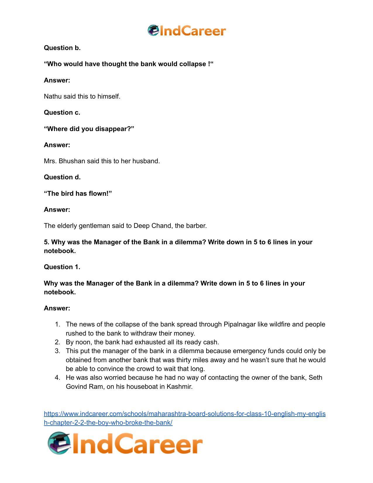 Maharashtra Board Solutions for Class 10- English (My English): Chapter 2.2- The Boy who Broke The Bank - Page 9