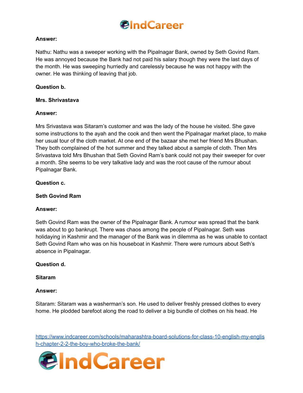 Maharashtra Board Solutions for Class 10- English (My English): Chapter 2.2- The Boy who Broke The Bank - Page 12