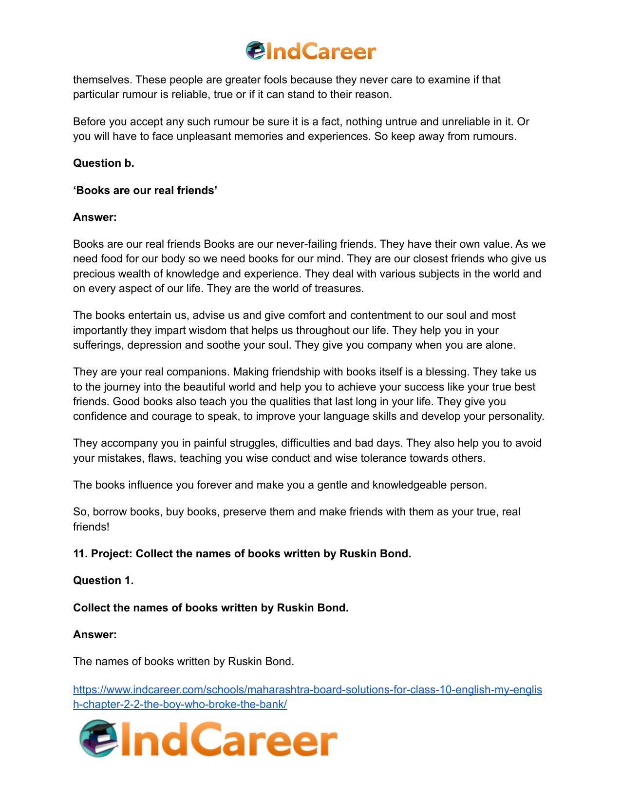 Maharashtra Board Solutions for Class 10- English (My English): Chapter 2.2- The Boy who Broke The Bank - Page 14