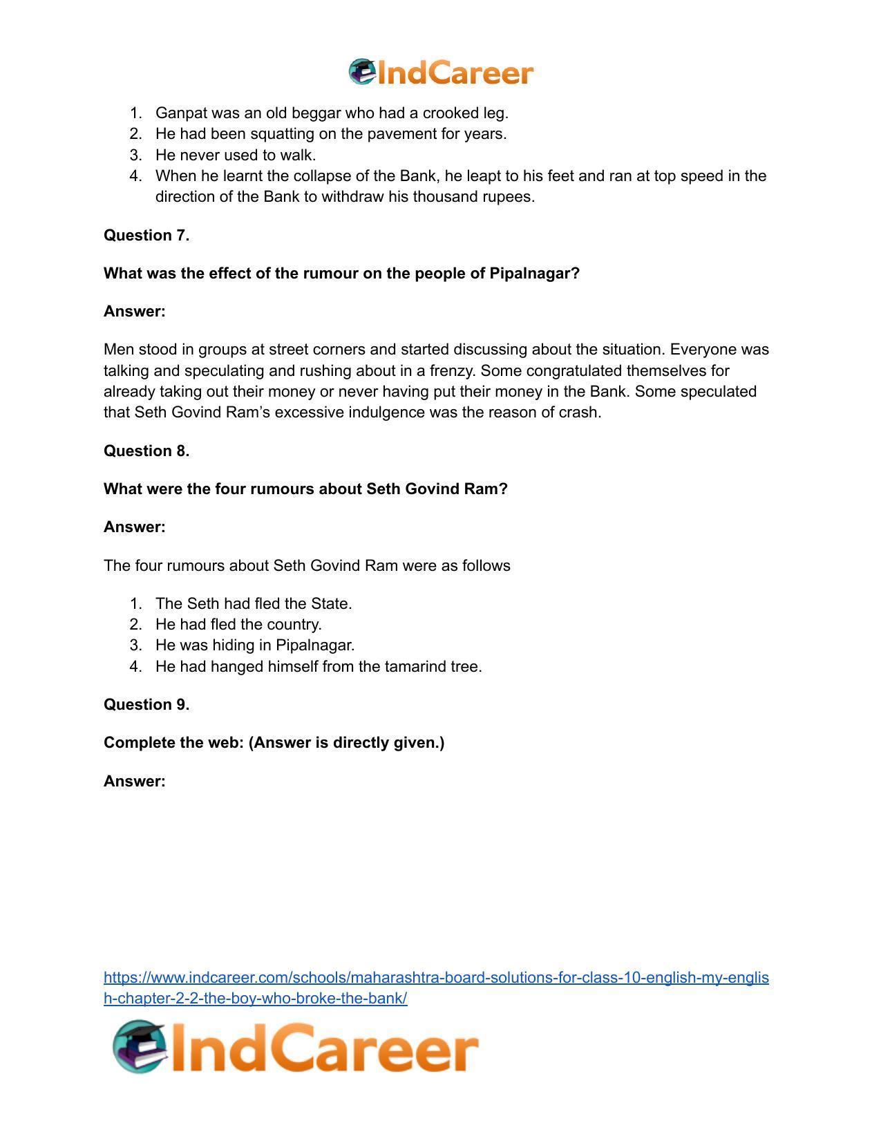 Maharashtra Board Solutions for Class 10- English (My English): Chapter 2.2- The Boy who Broke The Bank - Page 23