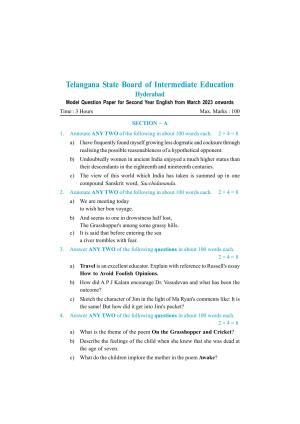 TS Inter 2nd Year English Model Paper 2023 (PDF)