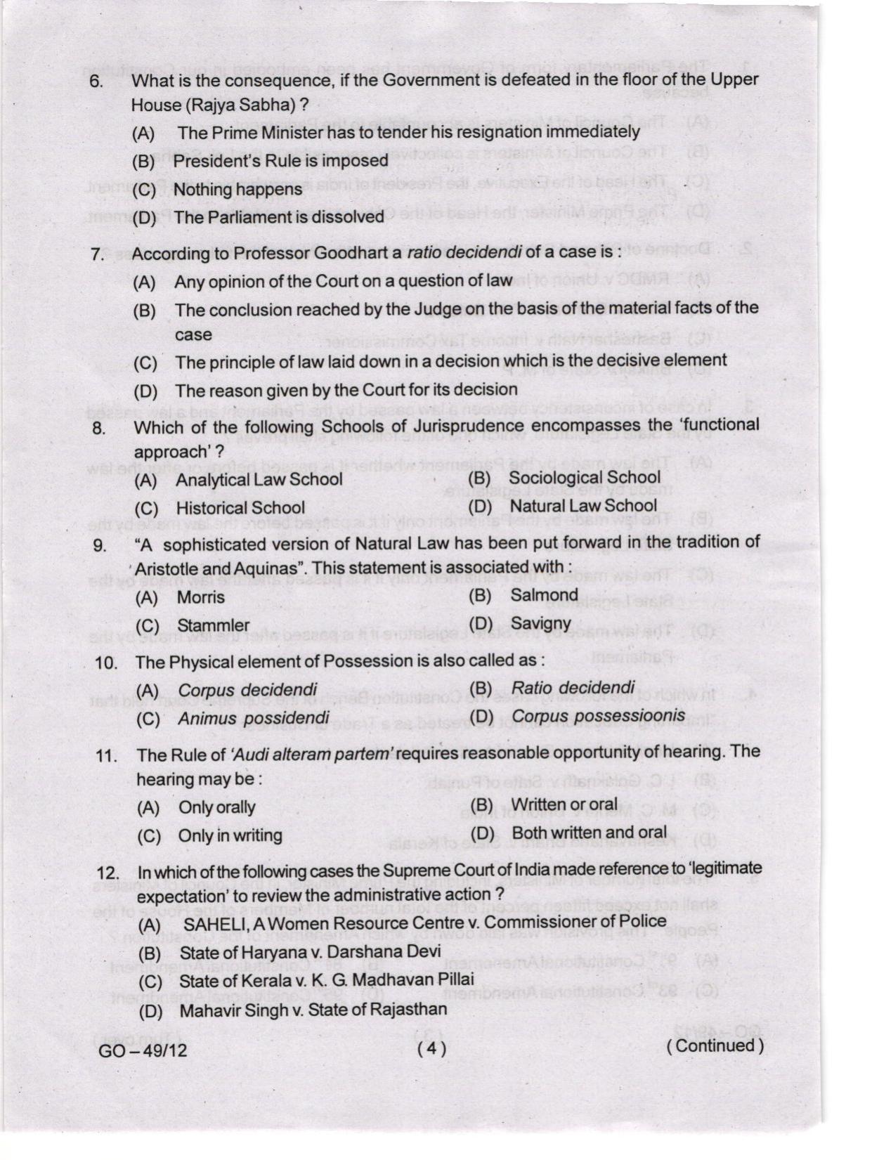 Odisha CPET 2024 LLM Question Papers - Page 4
