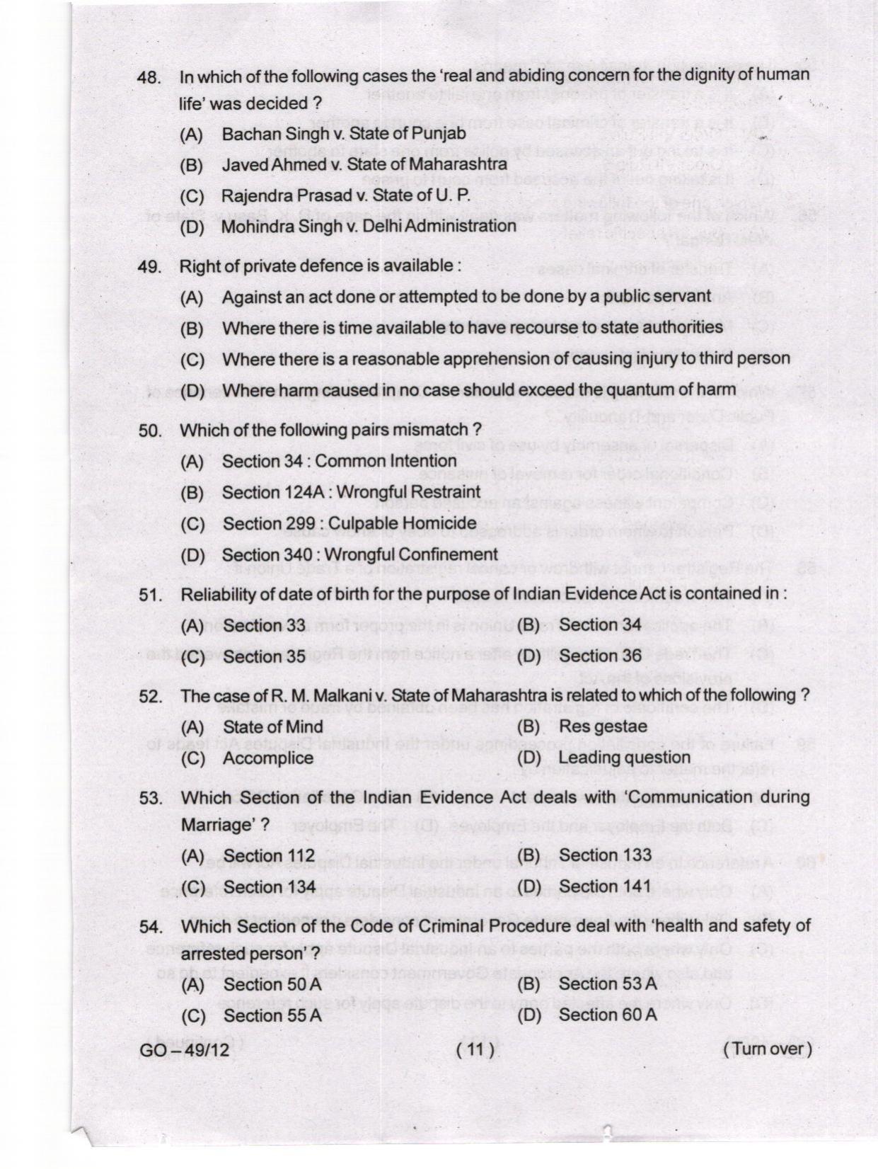 Odisha CPET 2024 LLM Question Papers - Page 11