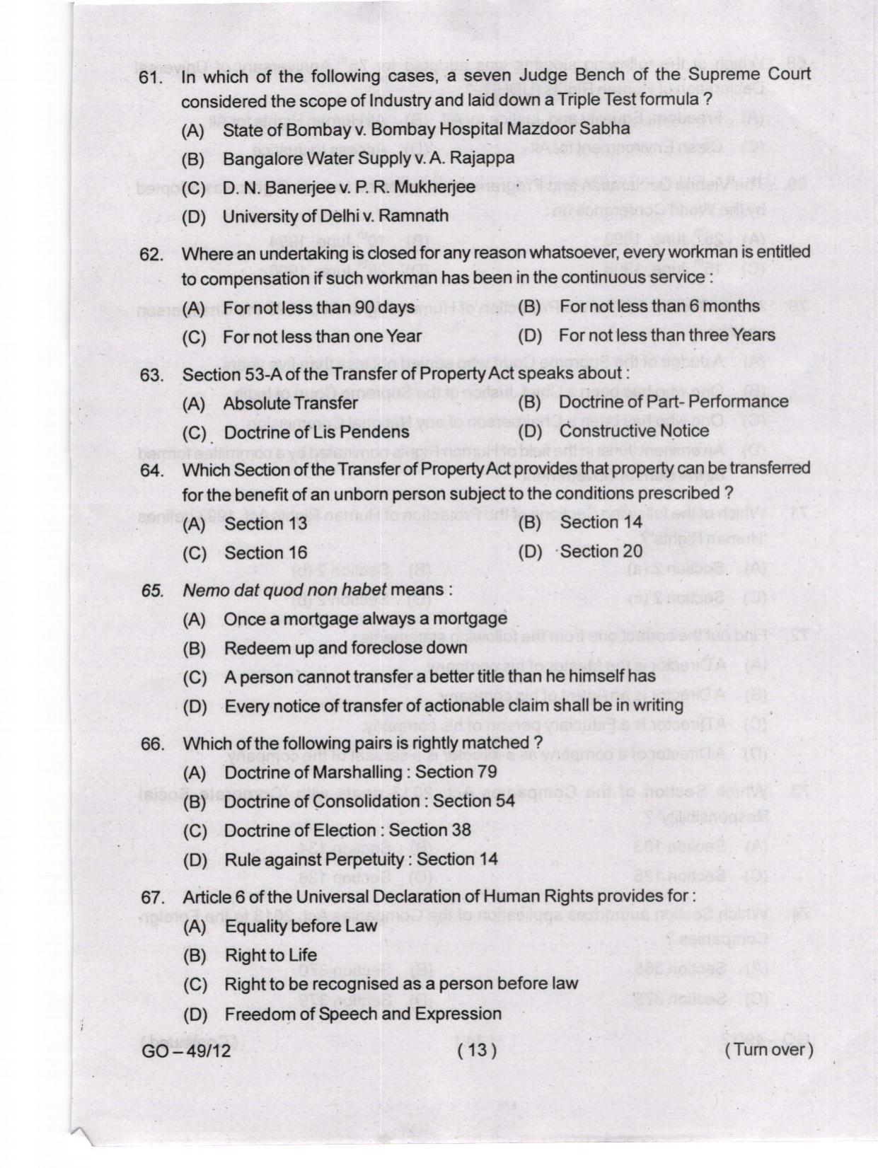 Odisha CPET 2024 LLM Question Papers - Page 13