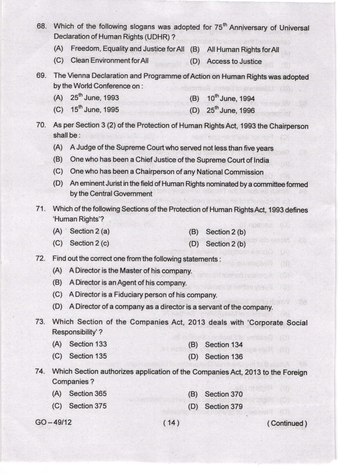 Odisha CPET 2024 LLM Question Papers - Page 14