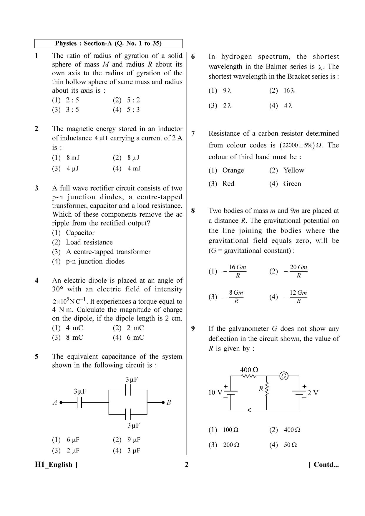 NEET 2023 H1 Question Paper - Page 2