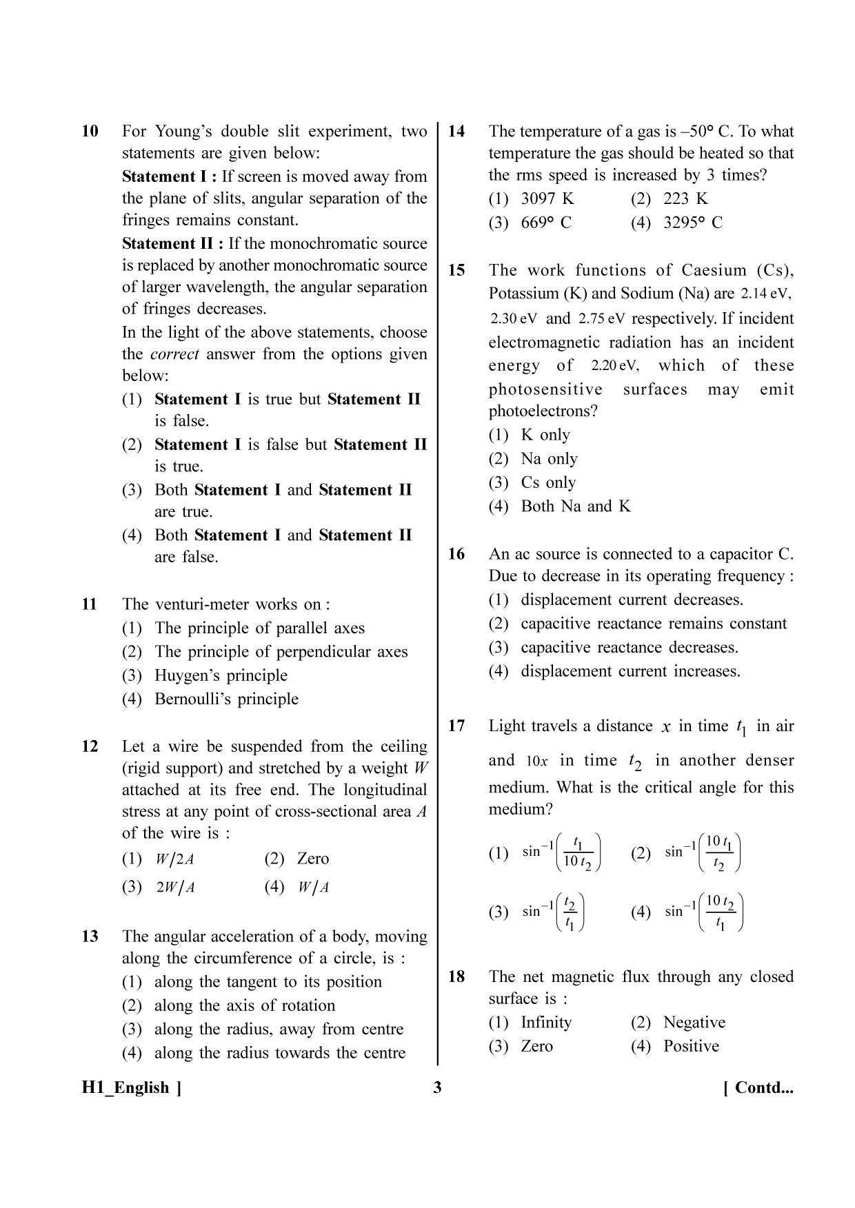 NEET 2023 H1 Question Paper - Page 3