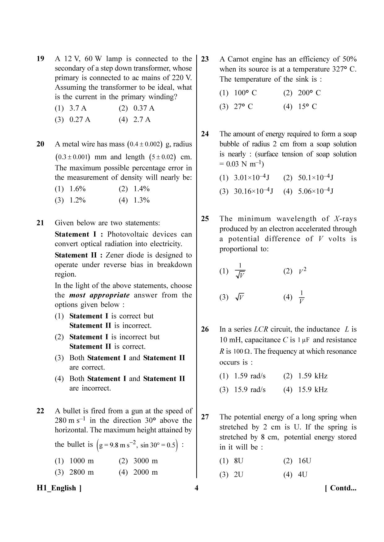 NEET 2023 H1 Question Paper - Page 4