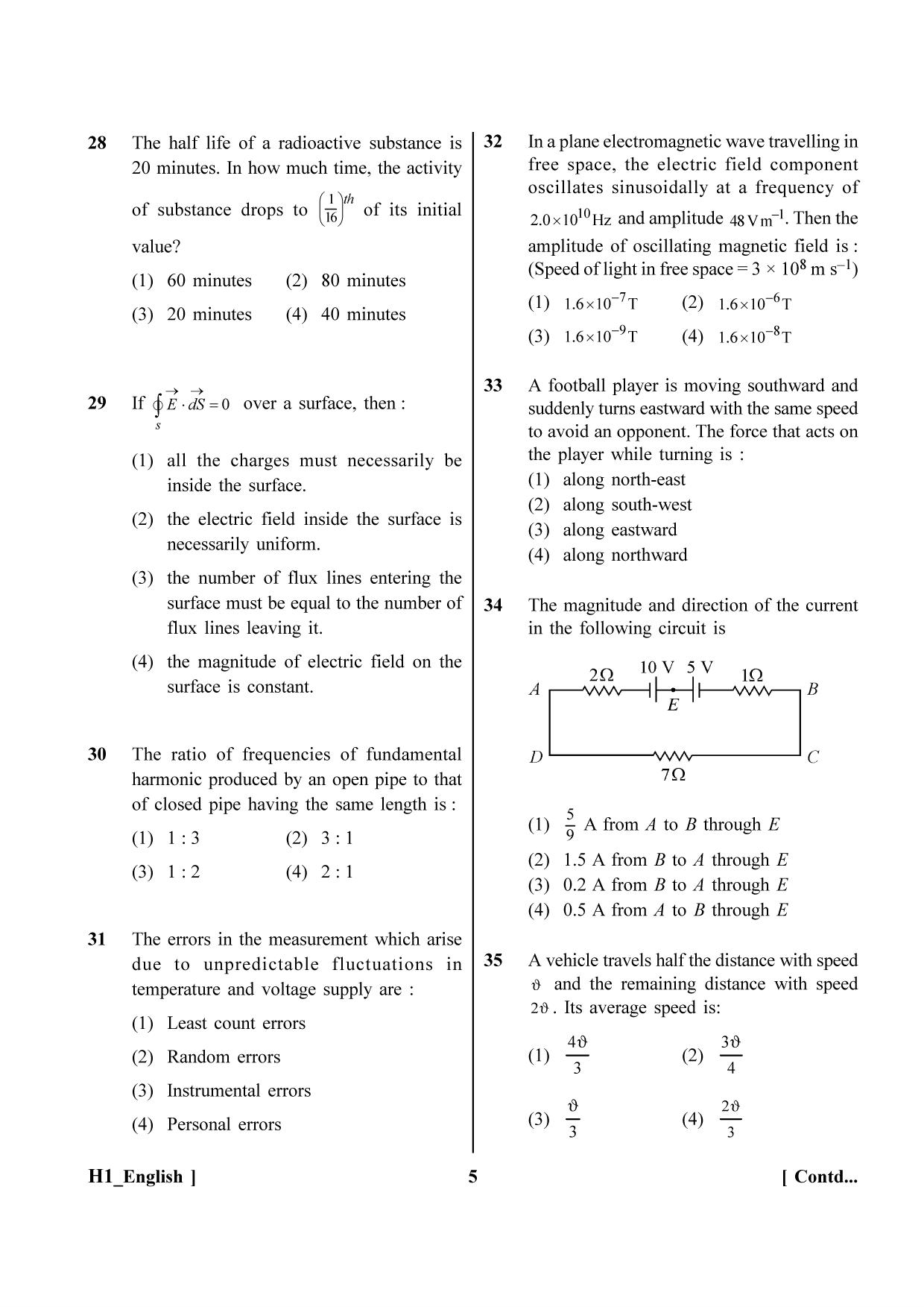 NEET 2023 H1 Question Paper - Page 5