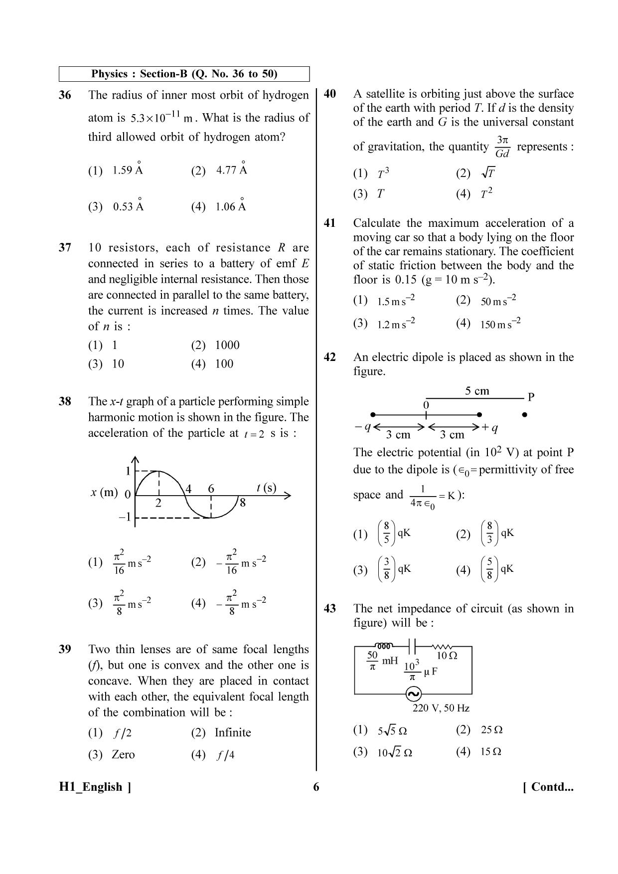 NEET 2023 H1 Question Paper - Page 6