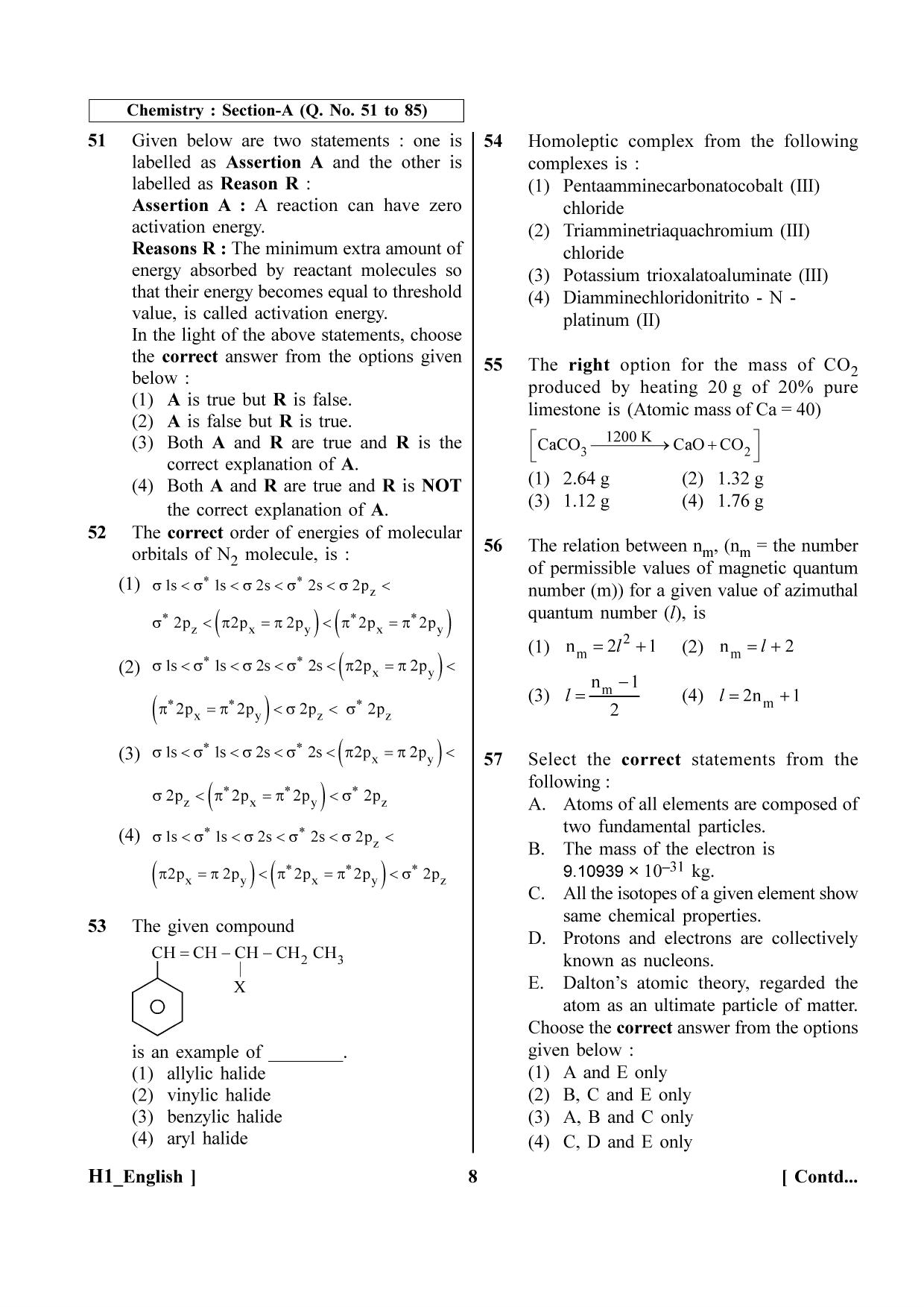 NEET 2023 H1 Question Paper - Page 8
