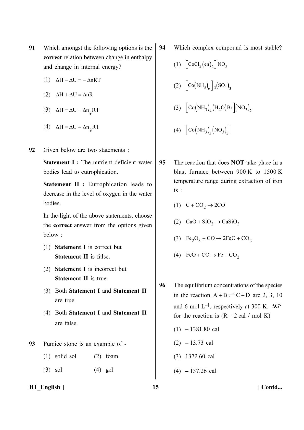 NEET 2023 H1 Question Paper - Page 15