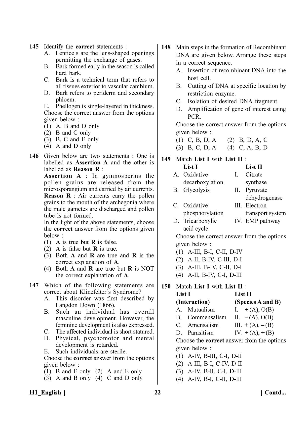 NEET 2023 H1 Question Paper - Page 22