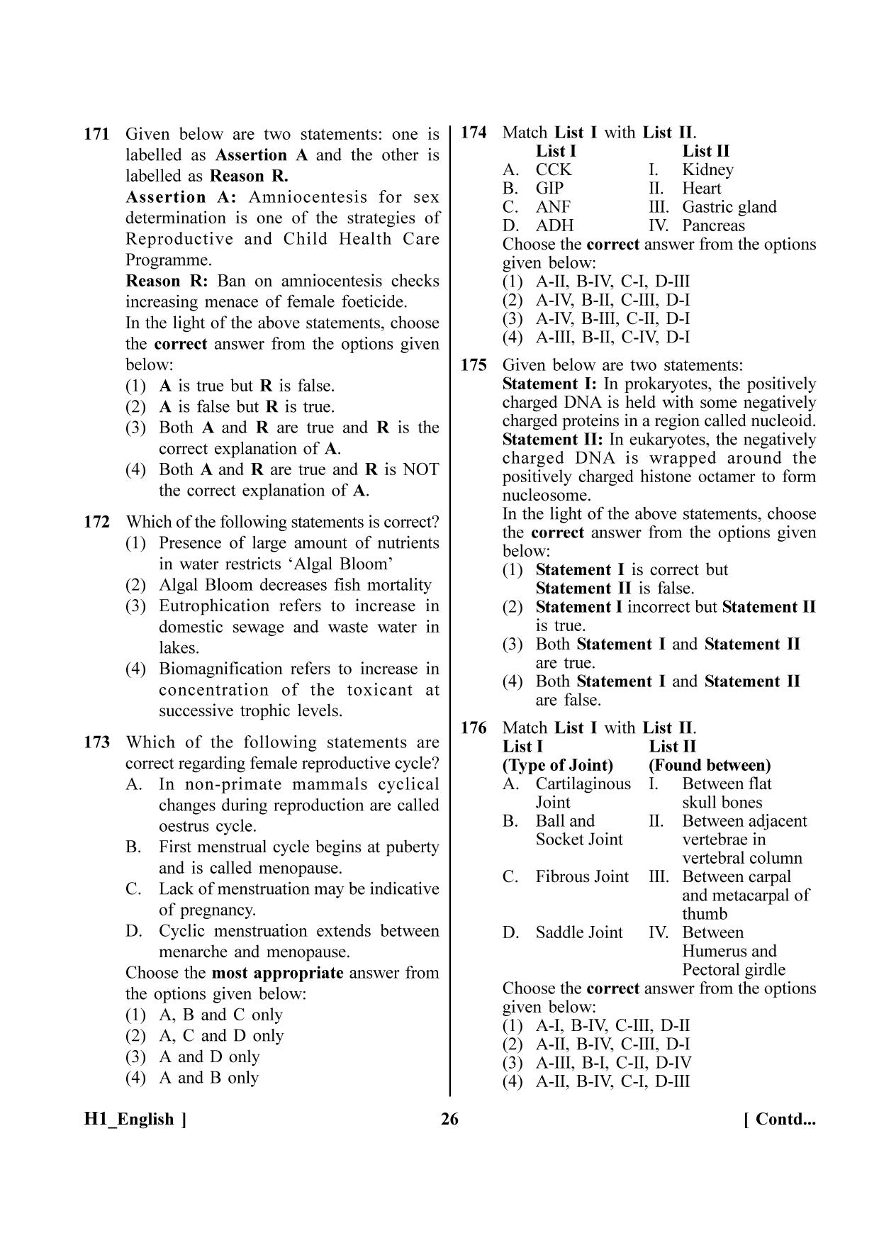 NEET 2023 H1 Question Paper - Page 26