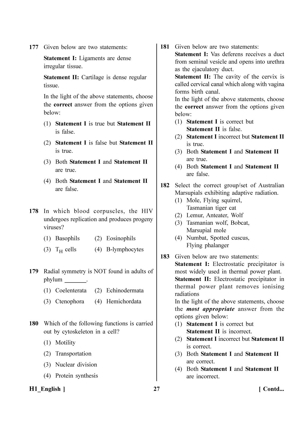 NEET 2023 H1 Question Paper - Page 27