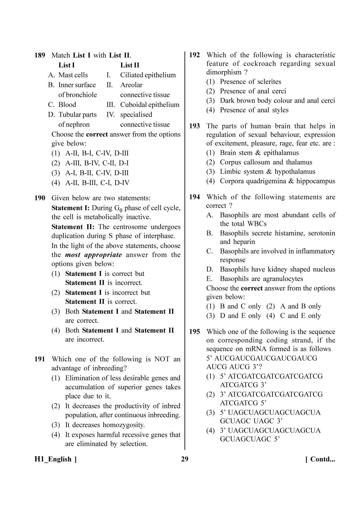 NEET 2023 H1 Question Paper - Page 29